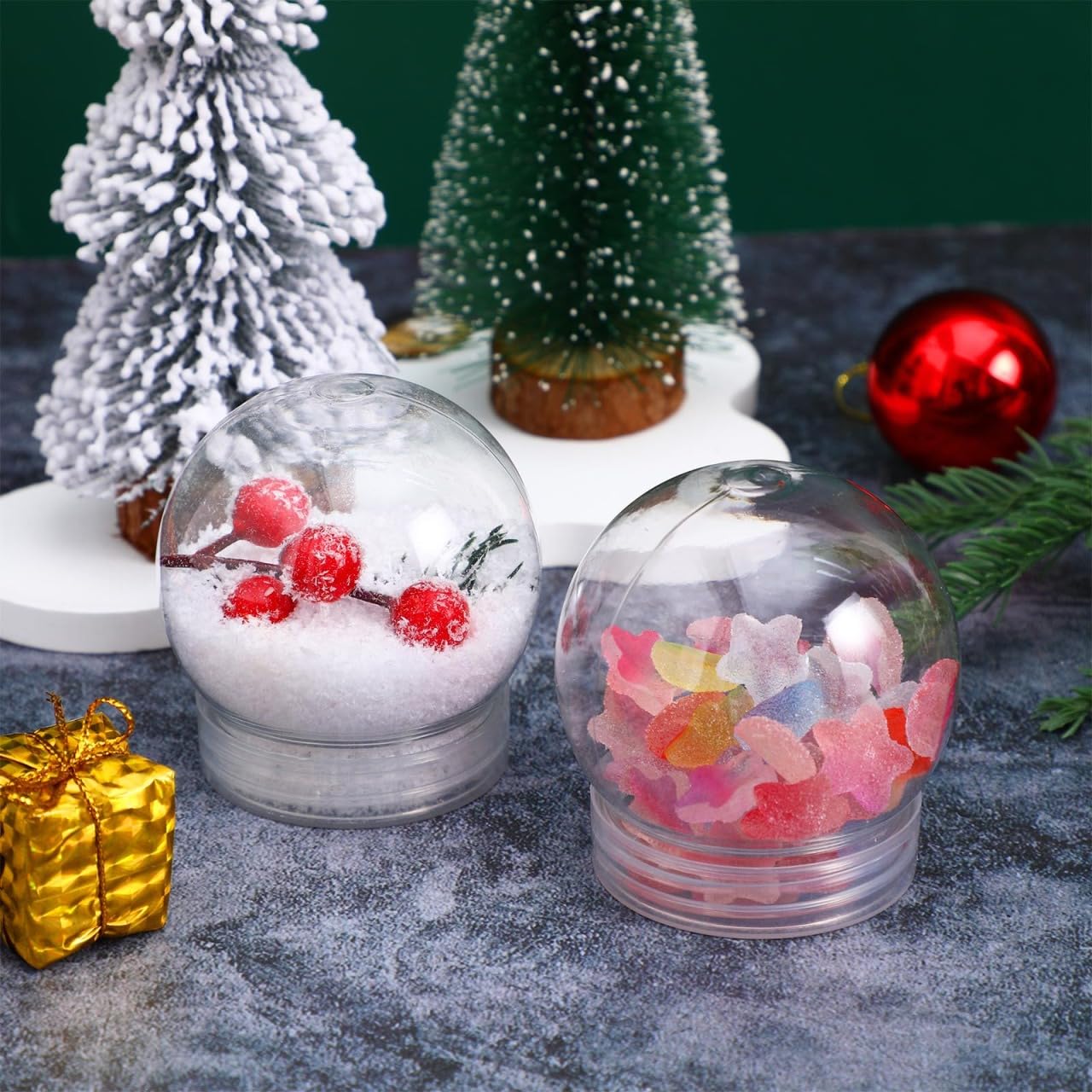 Yardwe 20 PièCes Boule a Neige 6 cm avec Bouchon À Visser, Boules à Neige Vide pour CréAtions PersonnaliséEs DéCoration FêTes Et Artisanat