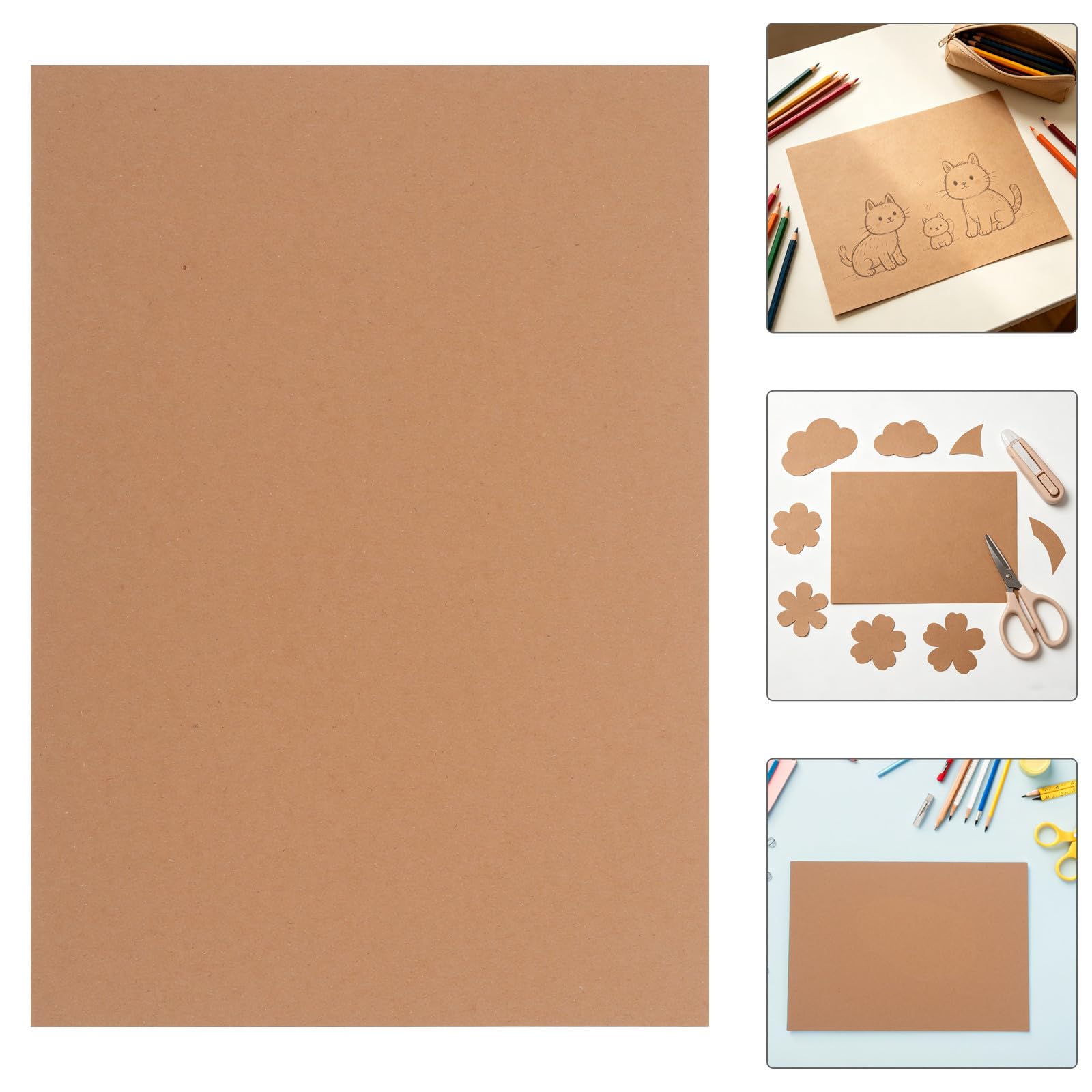 SHINEOFI 120 Hojas Papel Kraft para Manualidades A4 Color Caqui, Resistente Tinta Desgaste, Adecuado para Apuntes en Clase y Proyectos Escolares