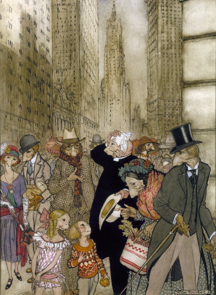 Rackham City 1924 Nstreet Scene In A City Populated With Imaginary Animal-People Illustration By Arthur Rackham 1924 Poster Print by (18 x 24)