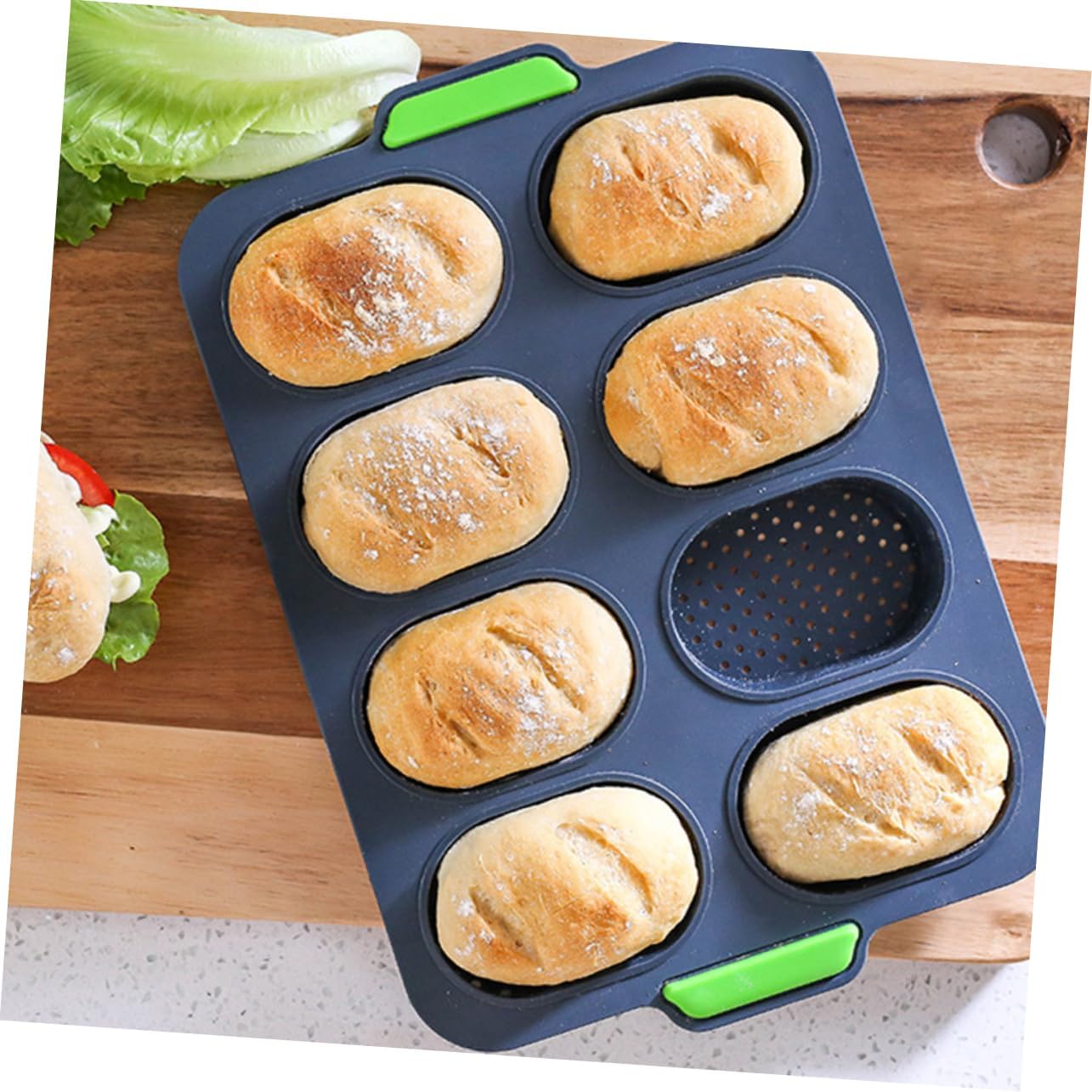 LABRIMP 2pcs Food-grade Silicone French Roll Mold Non-stick Baking Molds for Home Use for Small Bread Cakes Dark Grey Silicone Bakeware for Kitchen and Dining Room