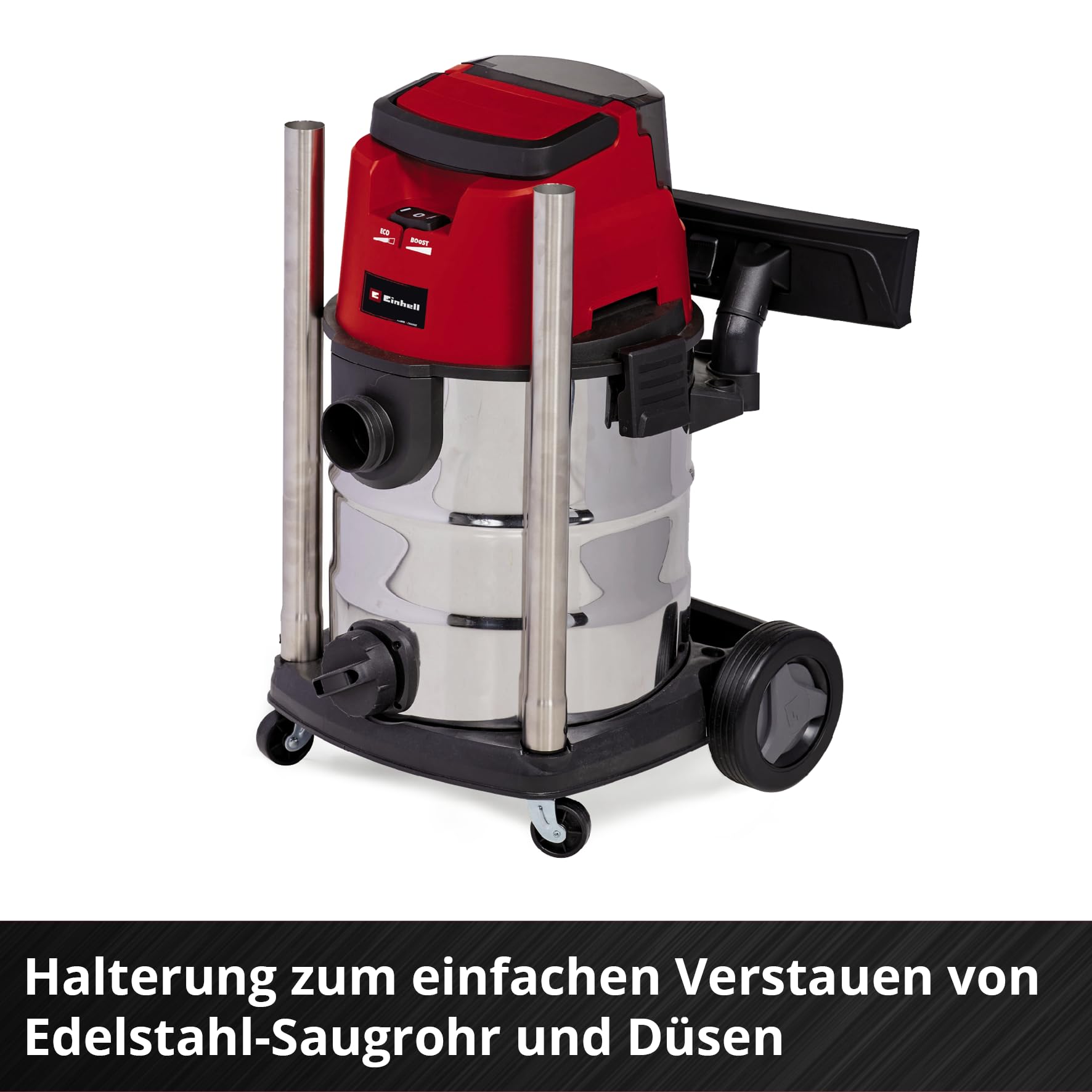 Einhell Akku-Nass-Trockensauger TE-VC 36/25 Li S-Solo Power X-Change (Li-Ion, 36 V, ECO/Boost-Mode, 150 mbar Saugleistung, Edelstahlbehälter 25l, ohne Akku und Ladegerät), Black/Red