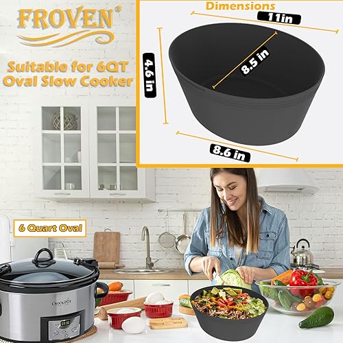 Miniatura 2 de Forro de silicona de 6 cuartos de galón Reutilizable, a prueba de fugas, inserto ovalado para olla de cocción lenta Compatible con la mayoría de