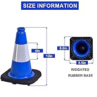 Vista 7 de OrangeStar Conos de tráfico de 12 pulgadas, paquete de 4 conos de seguridad azules con collares reflectantes, base resistente para práctica
