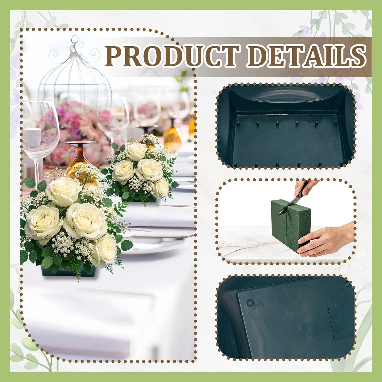 12 Pack Floral Foam Round Bowls,6.3 Inch Large Flower Bowl with Foam Blocks