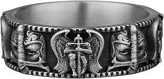 St Michael the Archangel Mens Ring, Oxidized Religious Rings for Husband, Handmade Sterling Silver Mens Band Ring, Meaningful Gift for Him