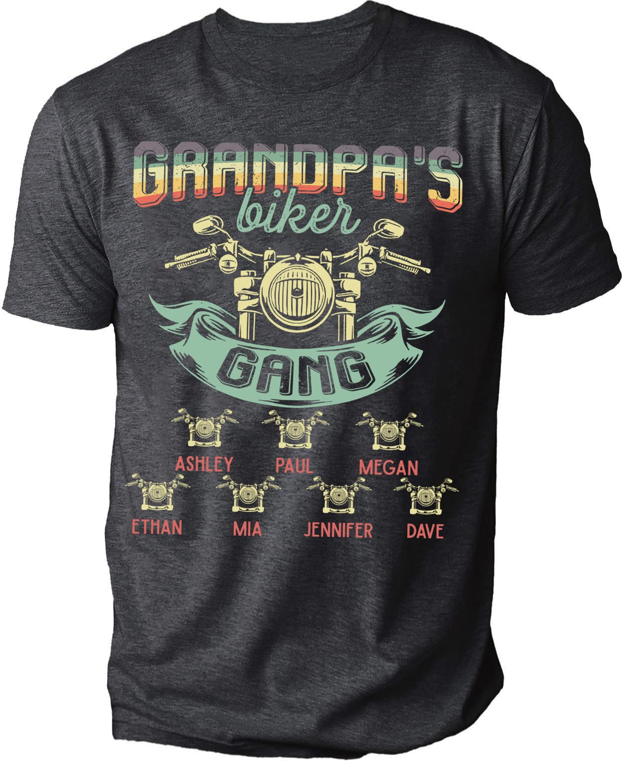 Personalized Dad Shirt, Custom Papa Shirts for Men, Grandpa's Biker Gang T-Shirt, for Fathers Day