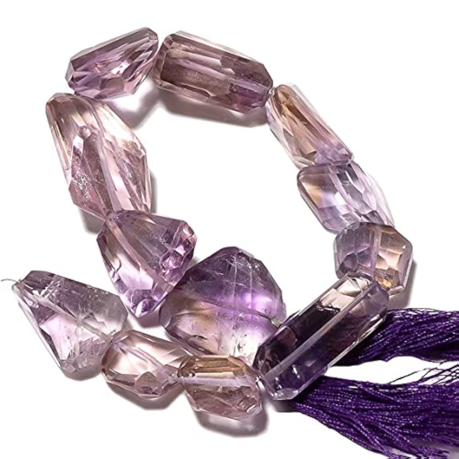 Ametrine Step Cut Nugge perles de prestige en amétrine naturelle taillée main 16-20 mm