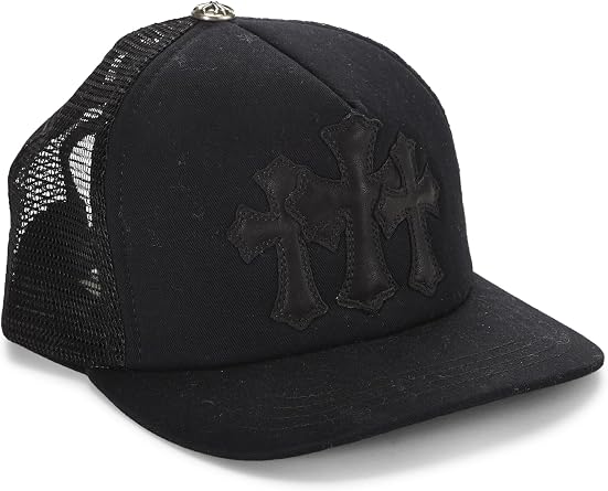 Pre-loved Black Triple Cemetery Cross Trucker Hat, Black