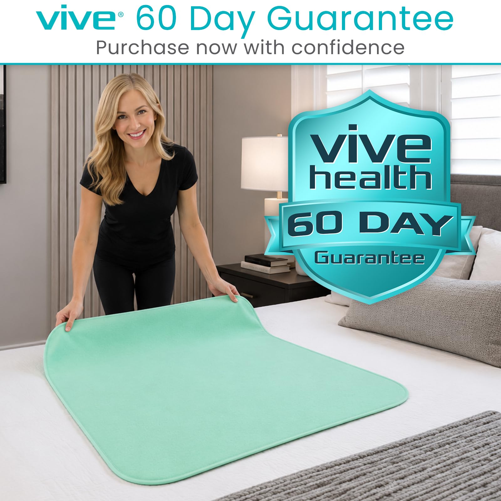 Sures Almohadilla de cama lavable e impermeable y protector de colchón para incontinencia (34 x 36 pulgadas, paquete de 4) – Almohadilla de cama reutilizable para adultos y ancianos – Protector de