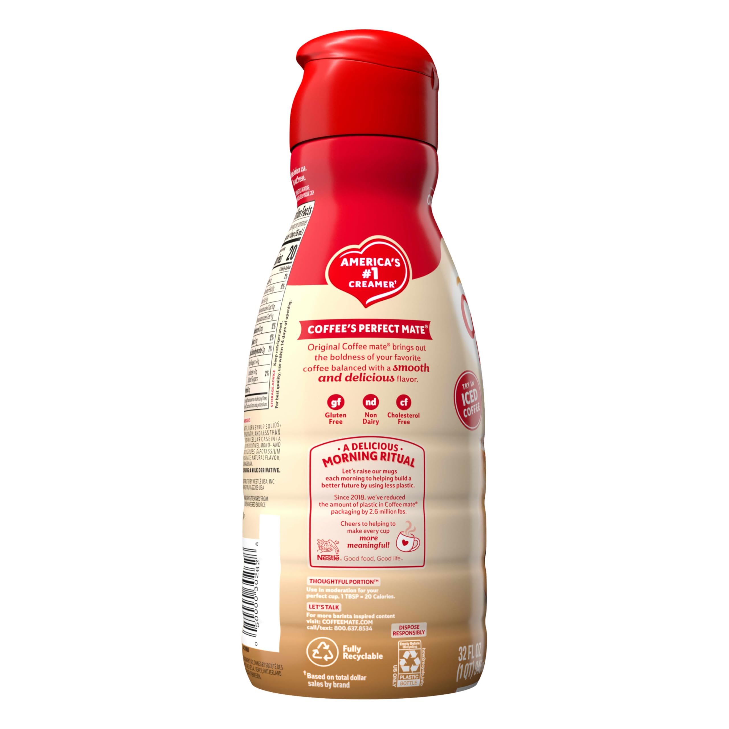 Coffee mate Original Crème à café liquide aromatisée sans gluten sans produits laitiers, 946 ml