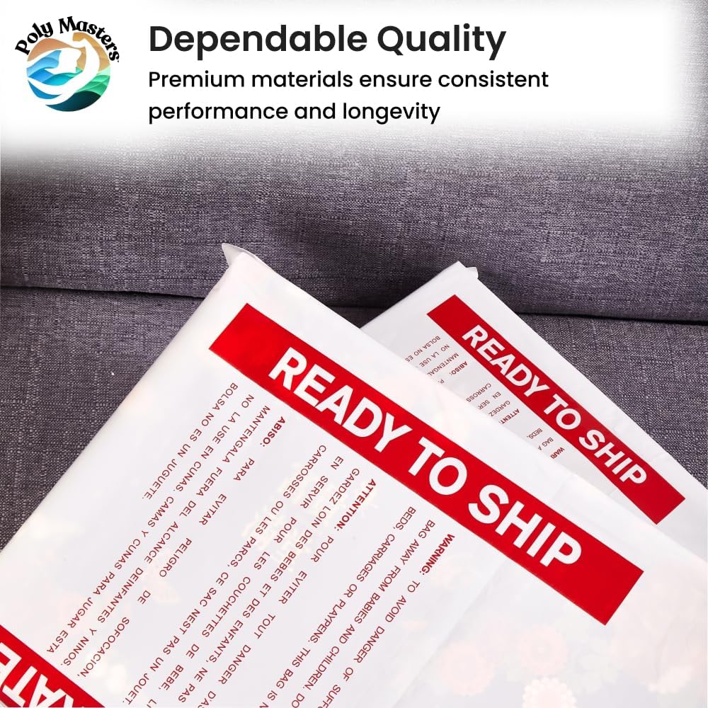 11" X 14" (1000 Count) Plastic Poly Bags with Suffocation Warning - 2 Mil Semi Frosted for Package Privacy - Permanent Adhesive FBA Compliant for Packaging Clothes, Shirts and More