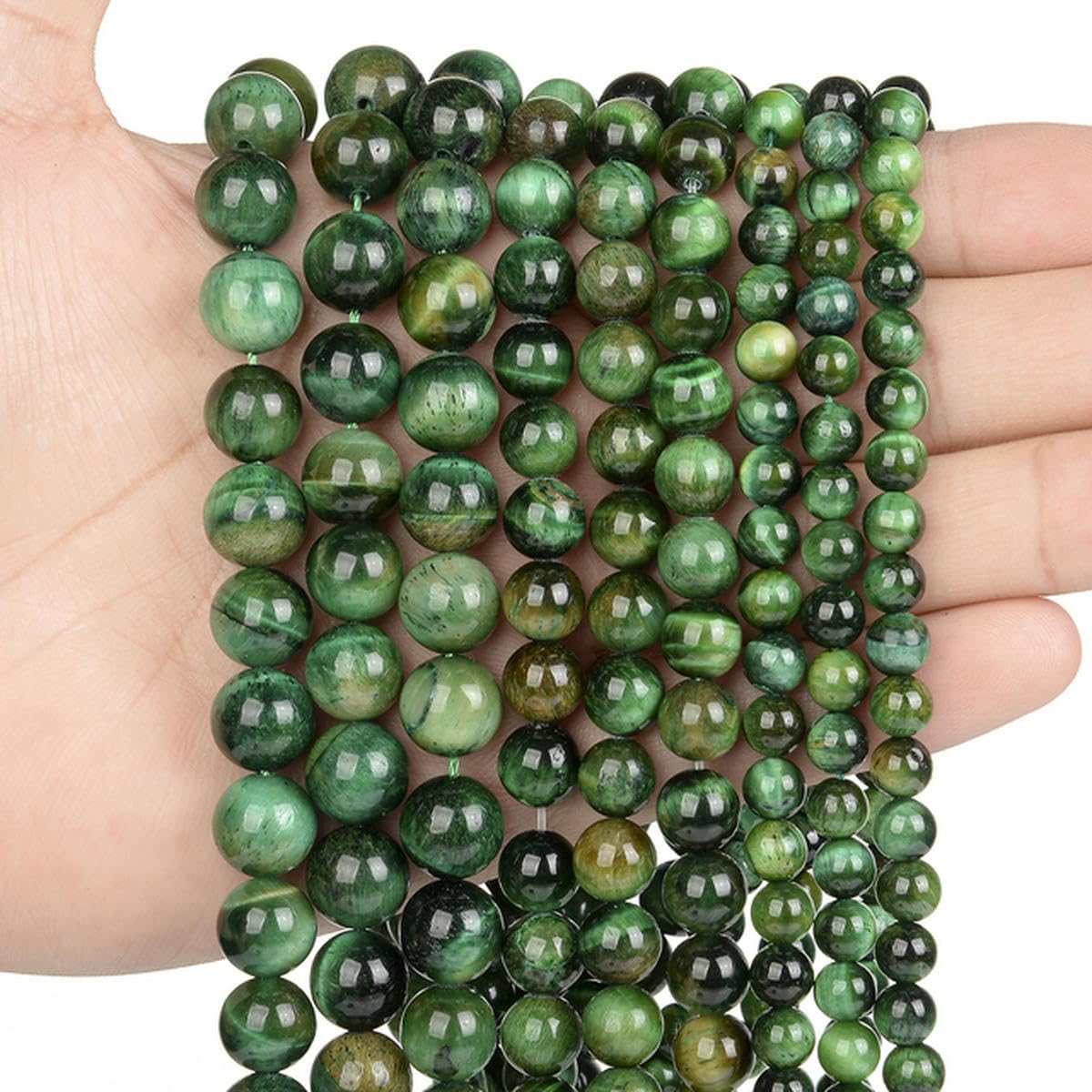 Filo Di Perline In Pietra Naturale Occhio Di Tigre Gialla | Gem-Inside | Foro 2 Mm, 8 Mm | 38 Cm | Fai Da Te Gioielli
