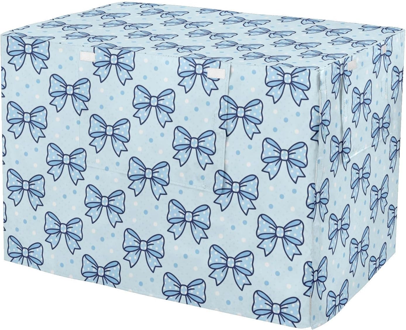 Duty 600D Silver Coated Dog Crate Cover, Water-Resistant Bow Print Pet Kennel Canopy with Mesh Windows for Optimal Ventilation, Universal Fit for Standard Wire Cage, Indoor & Travel