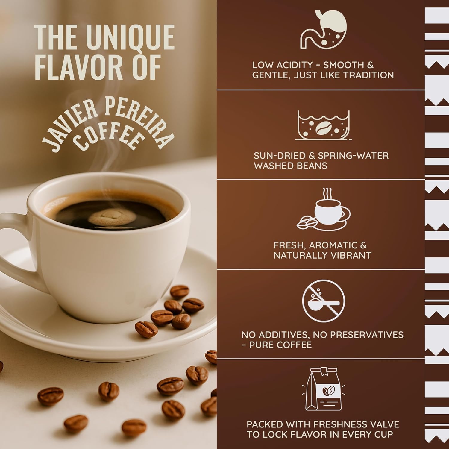 Javier Pereira Coffee Colombian Specialty Coffee Ground Sweet Boost – Medium Roast Arabica – Delicate Fruity Notes & Smooth Body – Certified Café de Colombia Single Origin – 17.6 oz