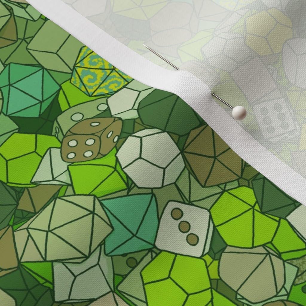Spoonflower Fabric - Dice Forest Nerd Green Lime Gaming Printed on Petal Signature Cotton Fabric by The Yard - Sewing Quilting Apparel Crafts Decor