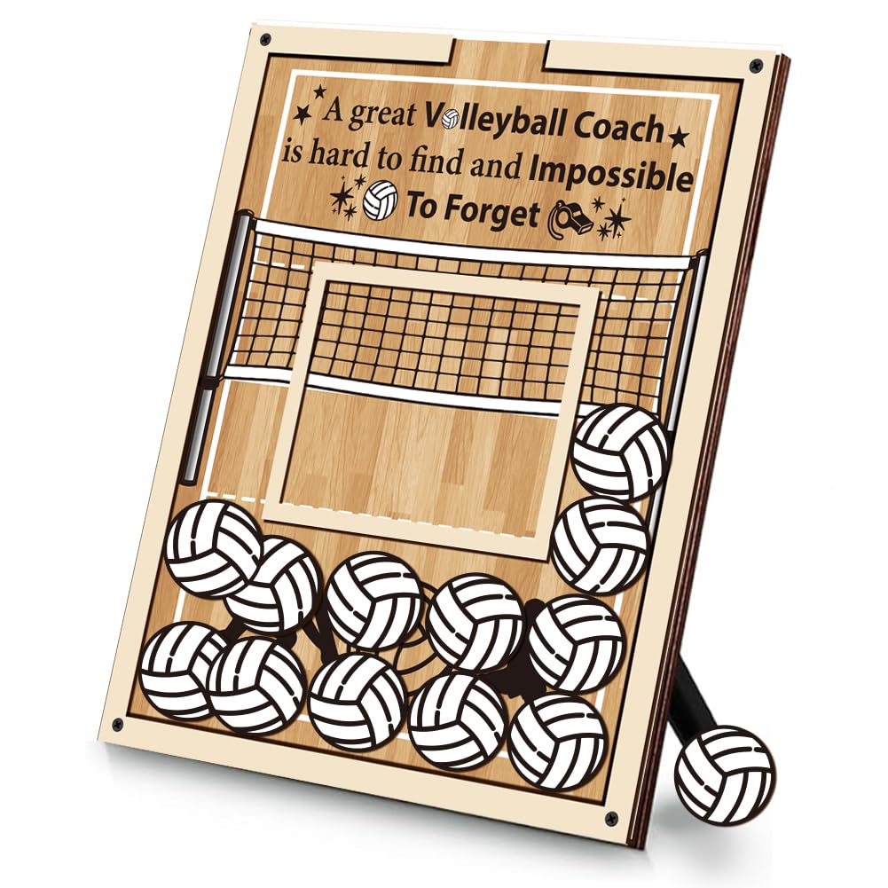 Cornice Regalo per Allenatori di Pallavolo Da 10.2 x 8.5 pollicePlacca Sportiva con Schegge di LegnoTarga con Firma AllenatorePiastra Pne di RingraziamentoPresente per CompleannoIdea Regalo