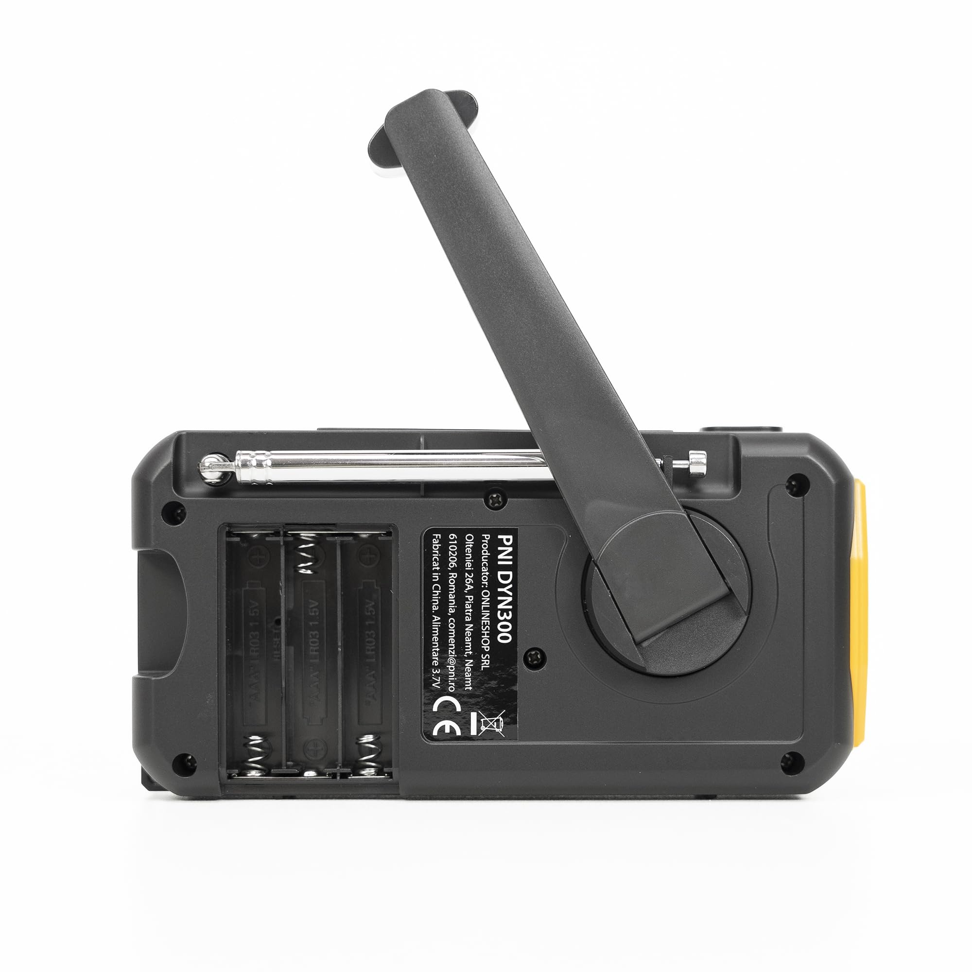 Radio Portable PNI DYN300, avec Dynamo, Chargement Solaire, Lampe de Poche, powerbank 4000 mAh, SOS, IPX3, Orange