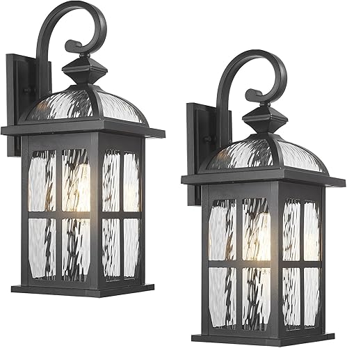 Miniatura 10 de Darkaway Luces de Pared Exteriores, Lámpara Exterior con Vidrio Texturizado, Luces Exteriores de Aluminio Antioxidante, Apliques de Iluminación para