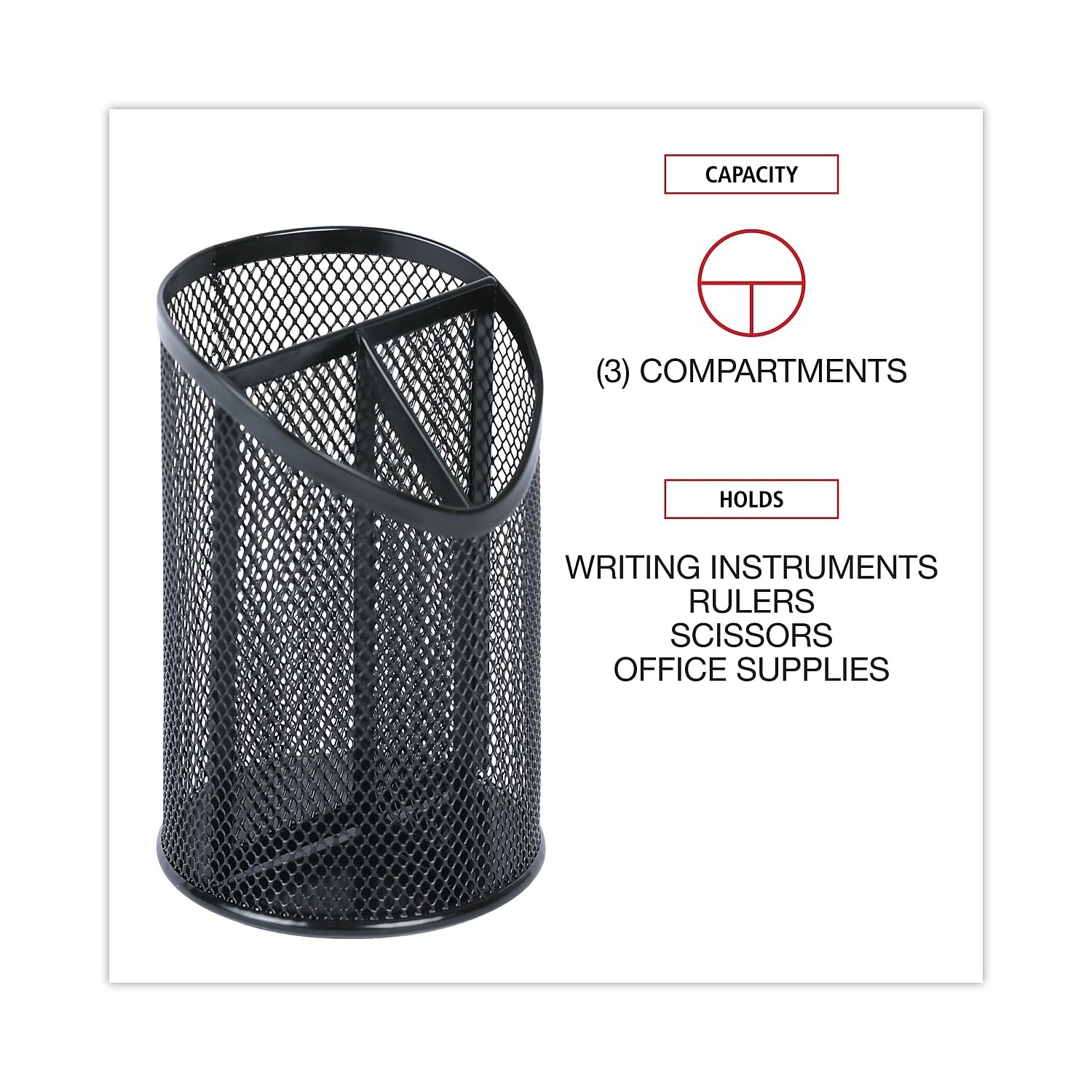 Universal 20019 Metall Mesh 3 Bleistift Cup, 4 teilige 1/20,3 cm Dia, 15,2 cm H, schwarz