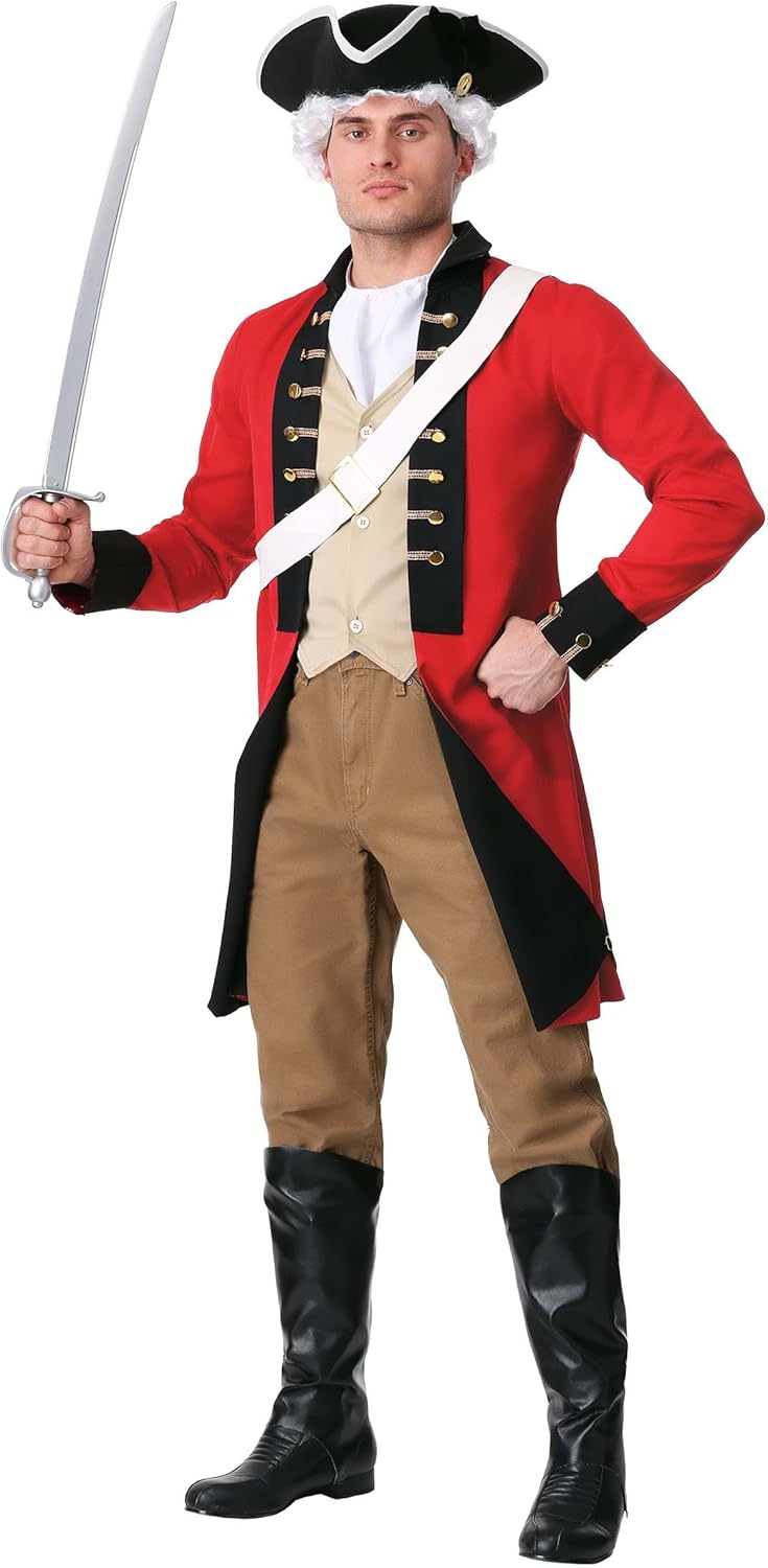 Fun Costumes Adult British Redcoat Costume Mens, Revolutionary War Halloween Outfit, Historical Colonial Jacket for Theater - Image 2