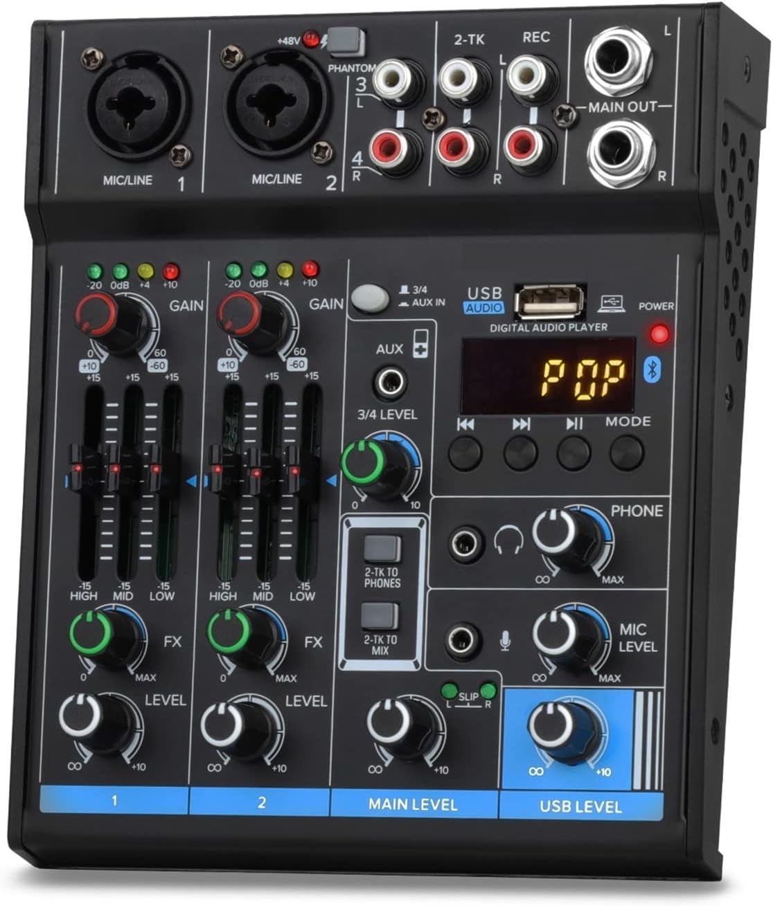 Amazon DJコントローラ 4 チャンネル Bluetooth ミニミキサーサウンドカード DJ 16 デジタルエフェクト ノイズ