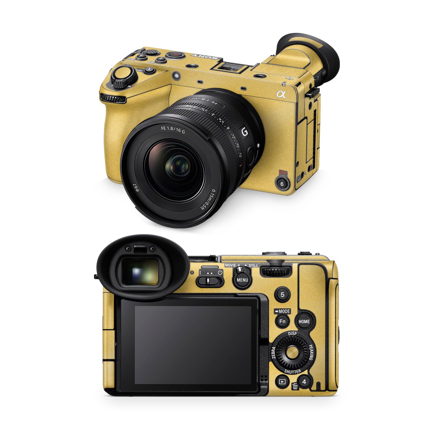 Glossy Glitter Camera Skin Compatible with Sony FX2 Digital Camera (2025) - Solid Marigold - Premium 3M Vinyl Protective Wrap Decal Cover - Easy to Apply | Crafted in the USA by MightySkins