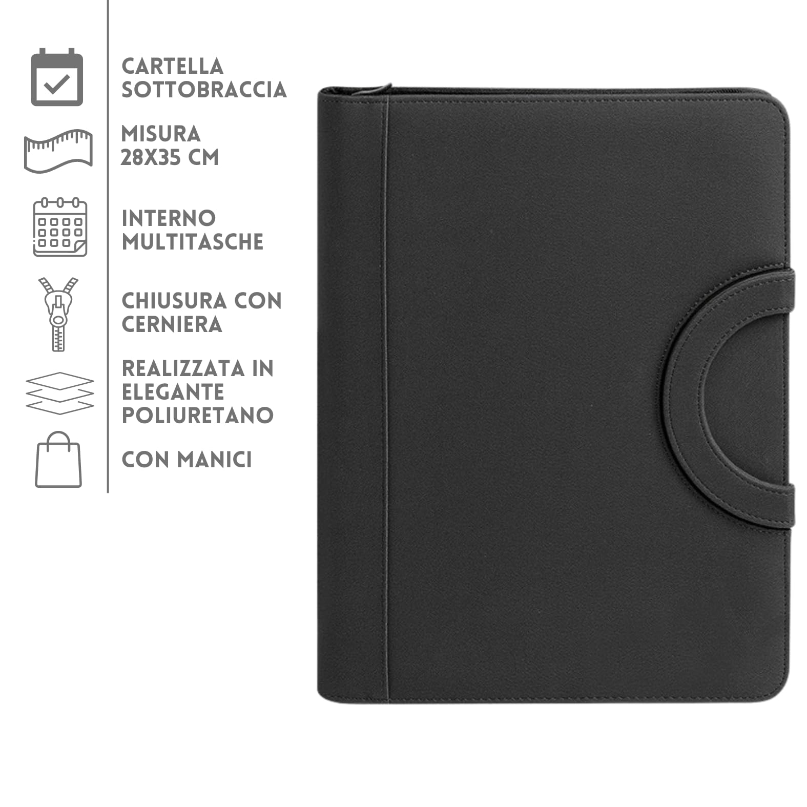 Cartella Multitasche Professionale da Ufficio Personalizzata con Stampa Nome, Frase o Logo - Portadocumenti Elegante - Organizer Conferenze Idea Regalo PH292