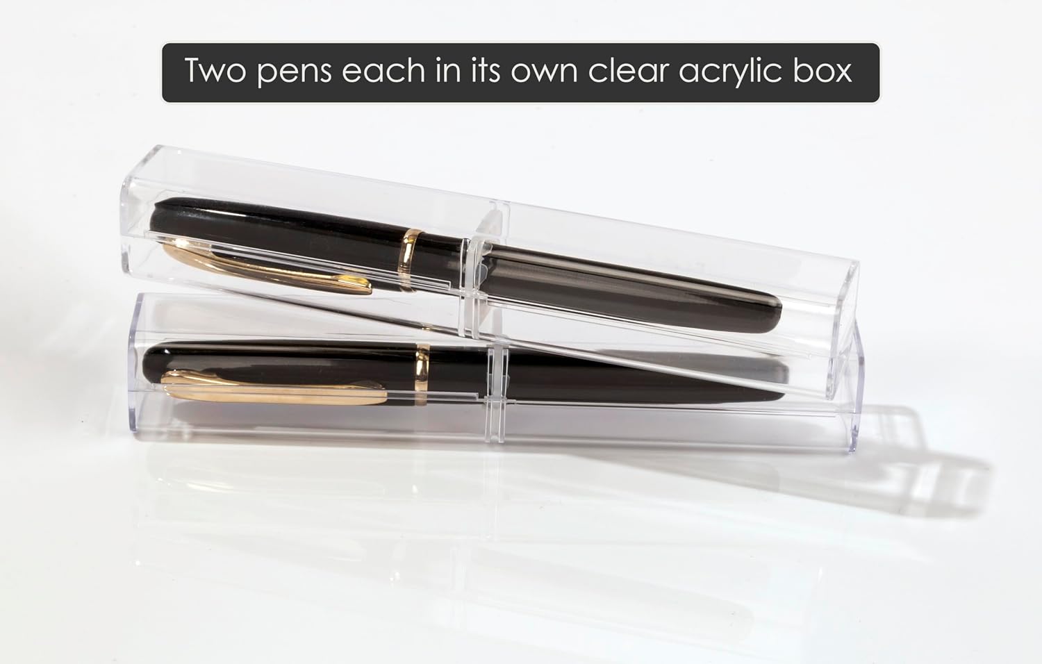 Better Office Products Executive Black Gel Pen, 2 Pack, Classic Business Pen with Removable Cap, Black 0.7mm Medium Point, Gold Accents, Individually Packed in Clear Acrylic Cases image 5