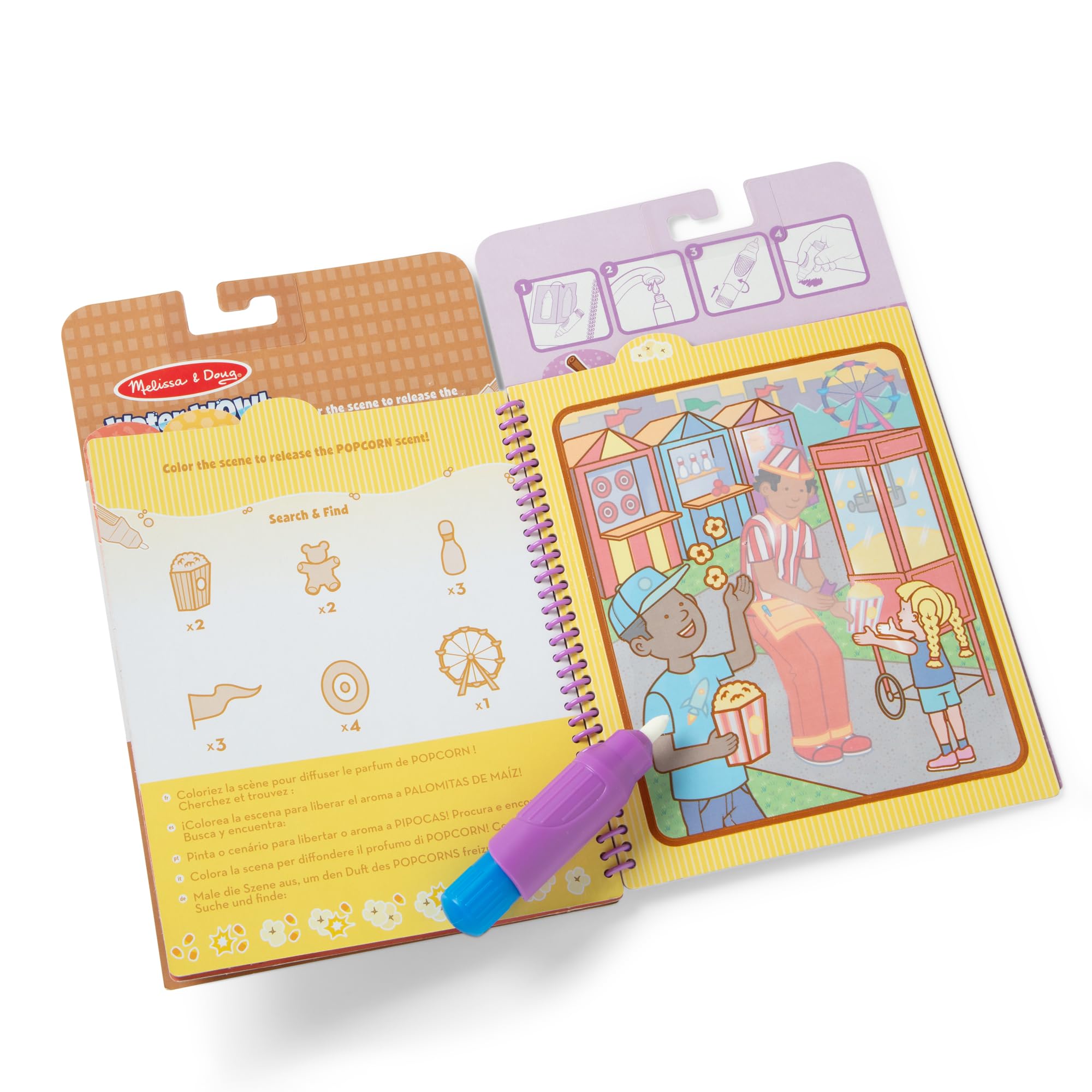 Melissa & Doug - Water Wow! Scented! Cukierki: tablica i długopis wielokrotnego użytku, 5 stron wielokrotnego użytku Magic Water do malowania wodą - 6074517 - Rzemiosło dla dzieci, prezent dla dzieci