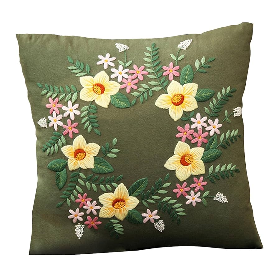 クッションカバー1枚☆ハンドメイド Amazon | Simhoa Diy刺繍枕カバーキットクッションカバー
