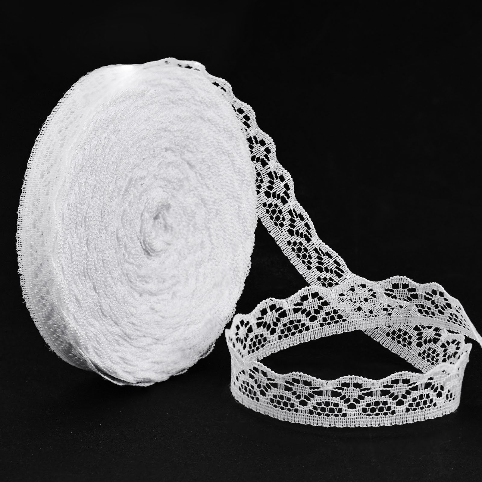 VGOODALL 30 Yards White Lace Ribbon Roll, Lace Trim Sewing Crafts Lace for Gift Wrapping Dress Decoration Wedding