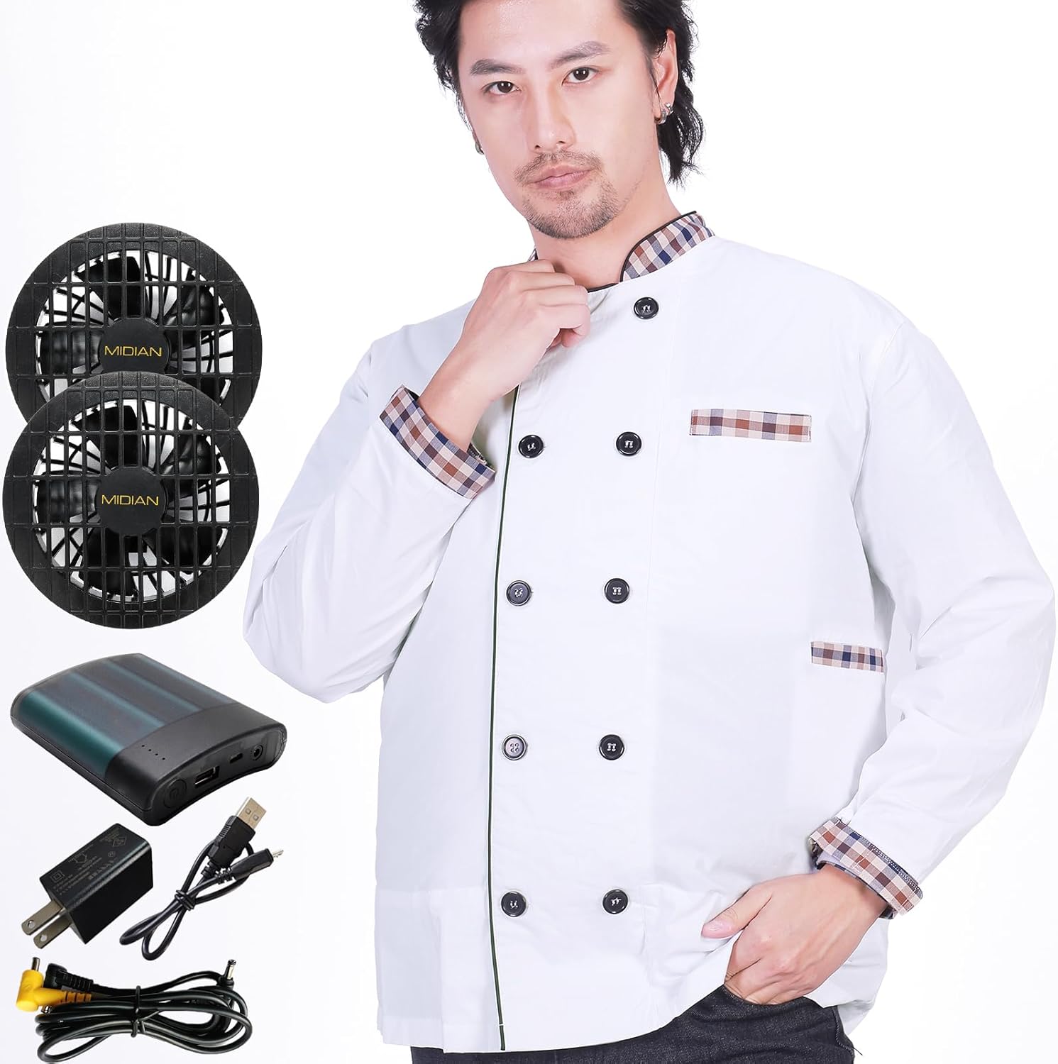 空調厨房服 コックコート フルセット 空調ウェア パワフル 静音 風力 ファン付 cookcoat3.jpg