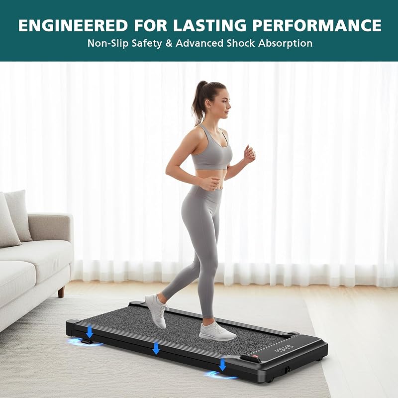 Smug Compact Armless Treadmill, Space Saving Design for Home & Office, Quiet Under Desk Walking Pad, 200 Lbs Capacity 3 in 1 Portable Walking Treadmill image 4