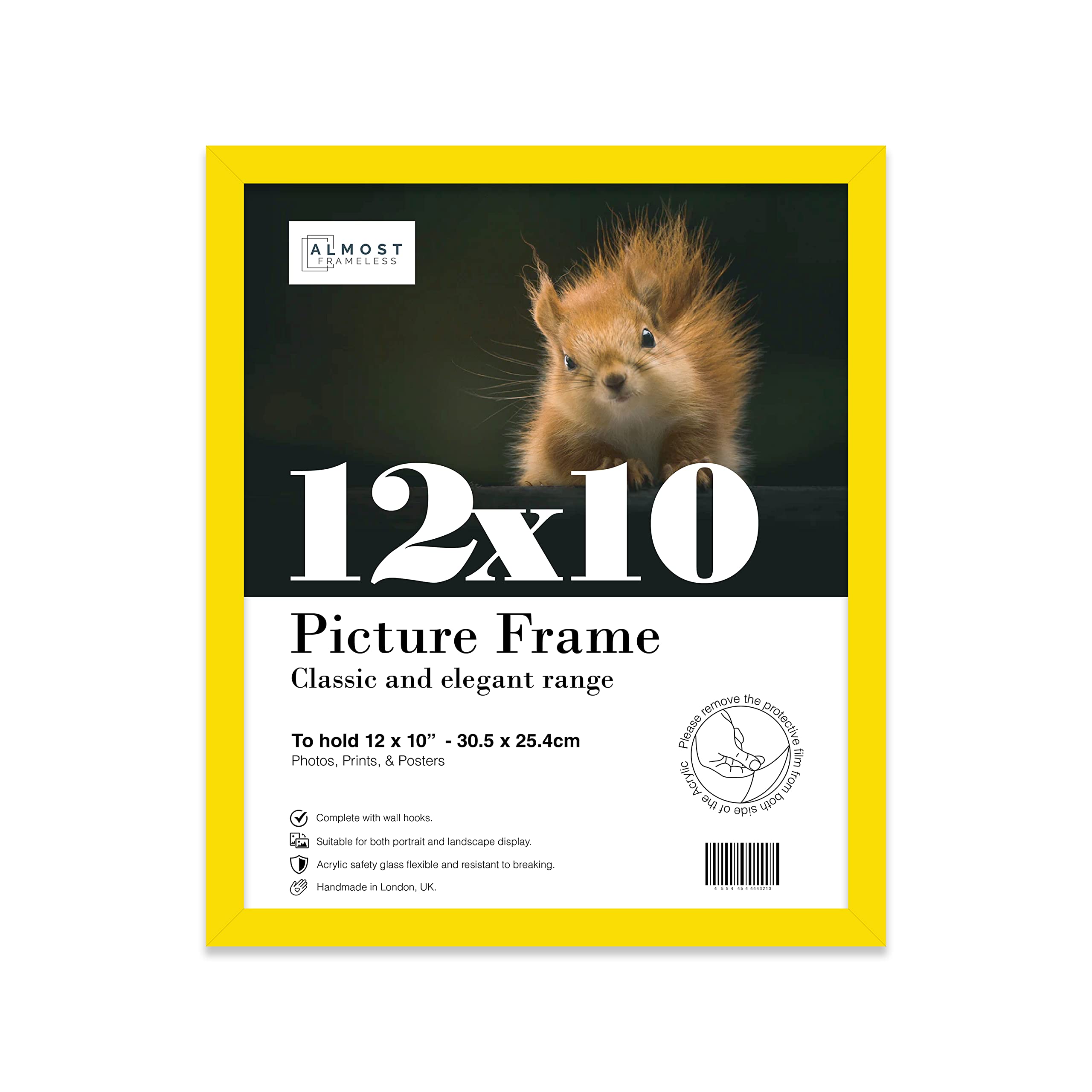 12x10 Inch Yellow Photo Frame Wall Mountable and Freestanding Picture Frame Standard Photograph Size, 12" X 10" (31 X 25cm)