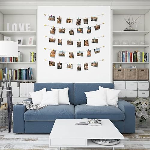 Miniatura 7 de Decoración de pared para colgar fotos de habitación, marcos de fotos en forma de estrella, para colgar fotos, cuerdas de cáñamo de 26.2 ft con 30