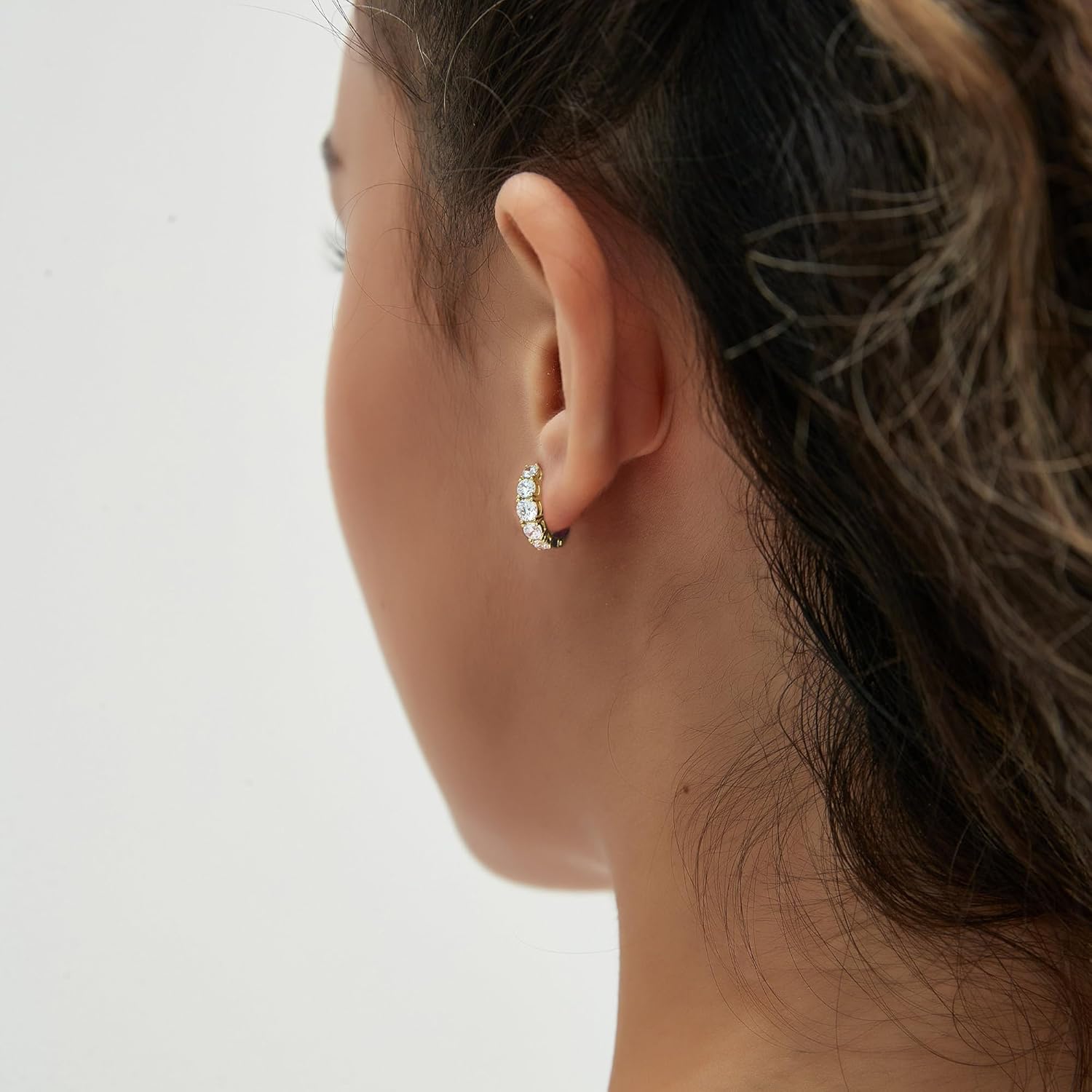 JINEAR Gold Hoop Earrings for Women 14K Gold Plated Cubic Zirconia Huggie Earrings 2Pairs Dainty Hypoallergenic Waterproof Cartilage Hoops Earring Set Lightweight Trendy Jewelry Gifts for Women - Image 3