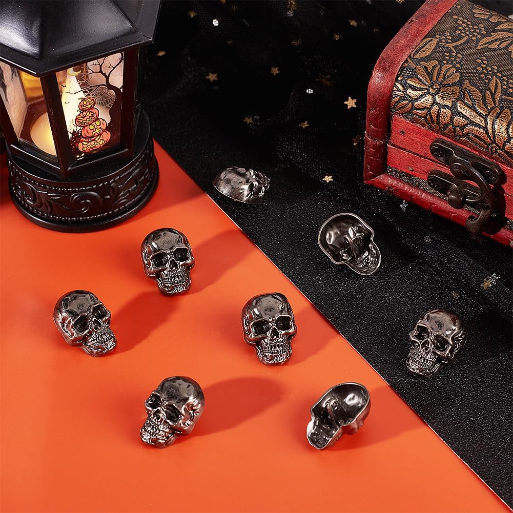 OLYCRAFT 20Pcs Skull Button Leather Skull Head Decorative Buckle 2mm Hole Punk Metal Stud Screw Back Buckle DIY Rivet Skull Conchos Skull Decorative Buckle Studs for DIY Craft 25x18x13.5mm