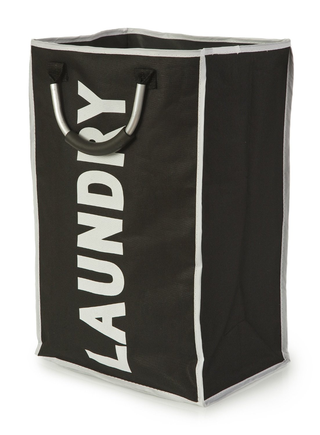 FunkyBuys® BLACK Single Size Polyester Spacious Laundry Bag w/Metal Handles Hold Up 44 Litres Storage Bag Home Bath Quality Product