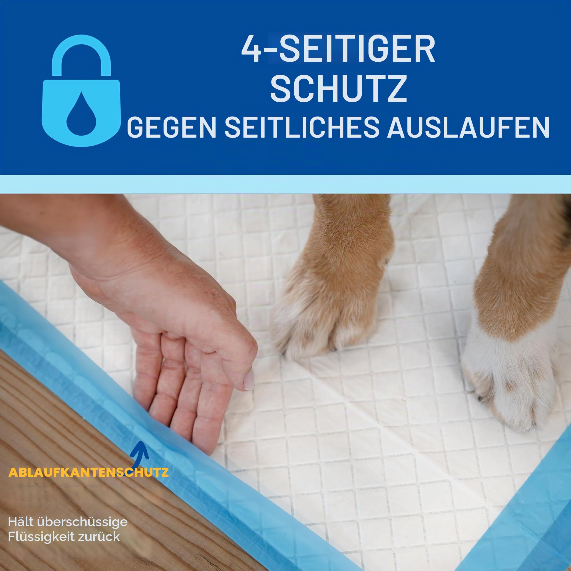 Four Paws Wee-Wee Superior Performance Urinierpads für Hunde mit Abflussbarriere, Kantenschutz, Welpen- und Hunde-Töpfchentrainingspads, Hausbruchzubehör, 71,1 x 86,4 cm (75 Stück)