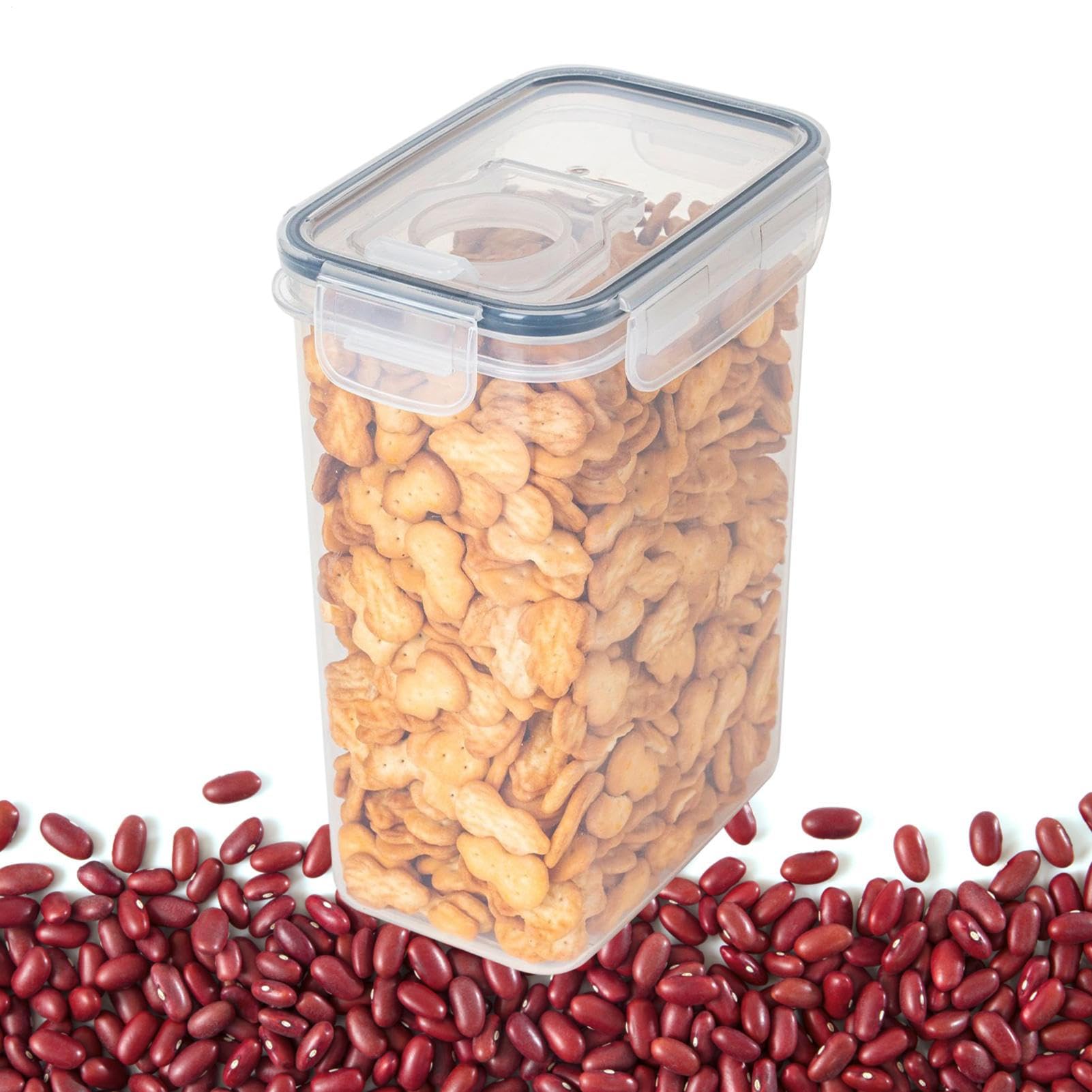 Cereal Storage Container, Clear Dry Food Airtight Organizer Canisters with Lid, Kitchen Storage and Organization for Biscuits, Nuts, Rice, Flour, Beans, Snacks, Grains