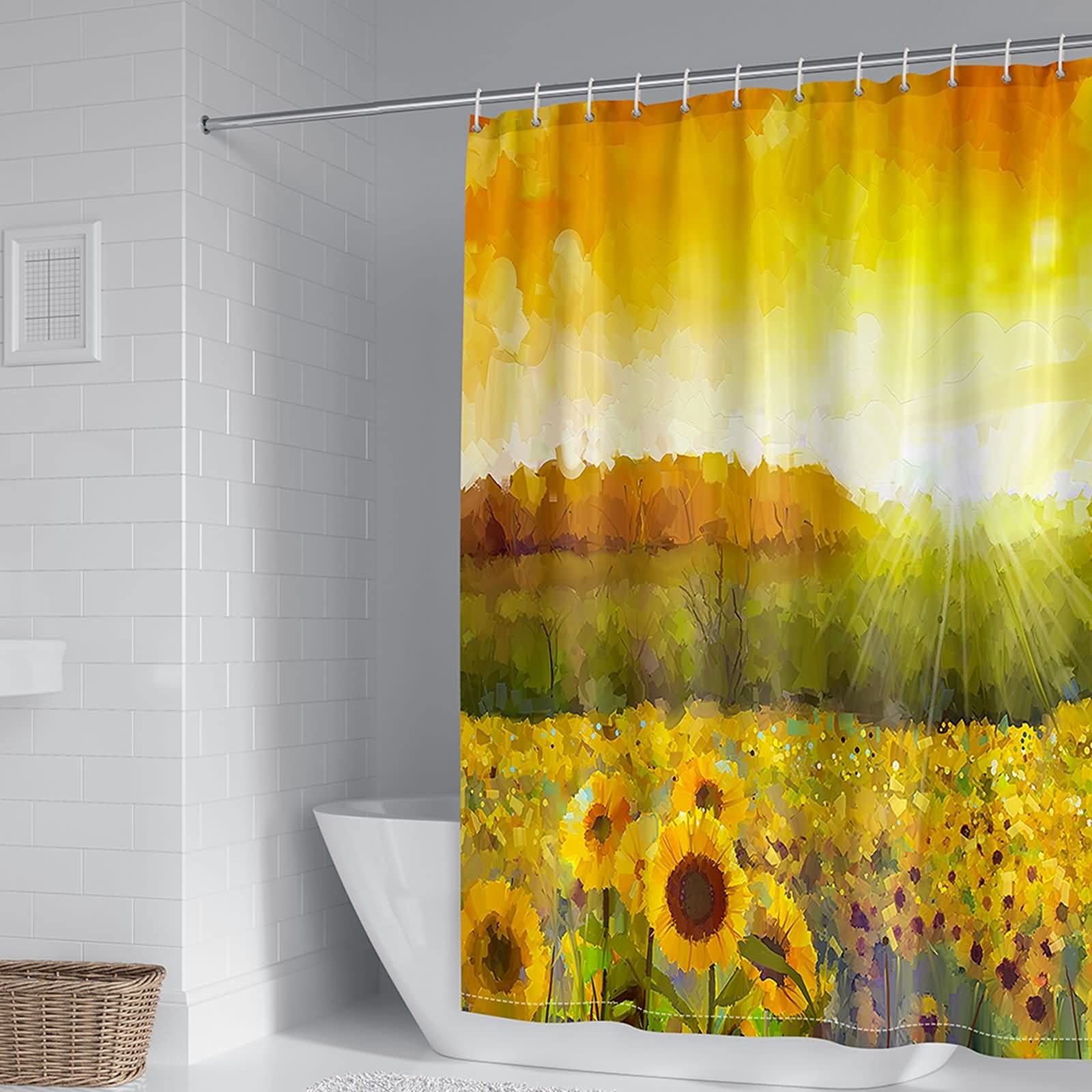 Rideau de douche 180x180cm polyester KnSam motif tournesols imperméable