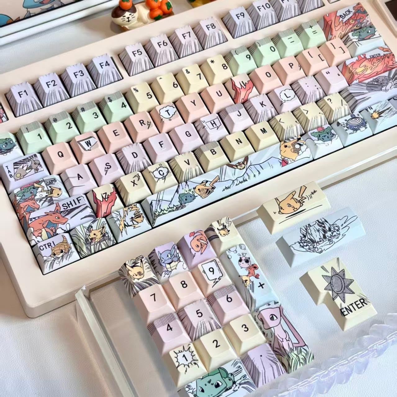 Japanese Anime PBT Keycaps 149 Keys - Cherry Profile Dye - Sublimation Custom Keycaps Set for Mechanical Keyboard 61/64/75/84/87/104/108 Layout