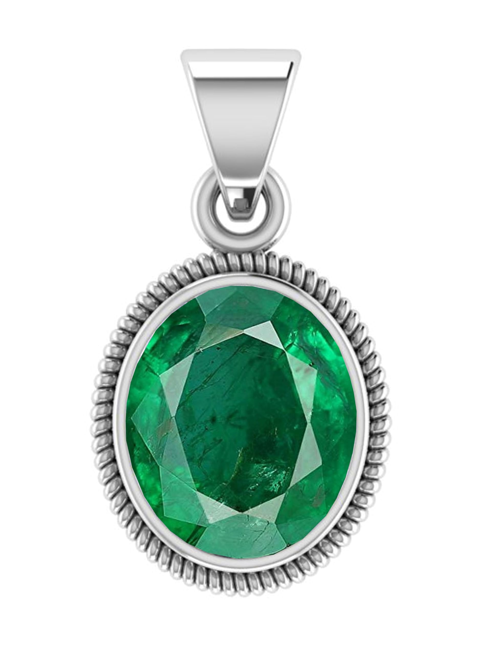 6.00 Ratti Lab Certified Natural Emerald Loose Gemstone Panna Silver Plating Pendant Locket for Men and Women (Astrological Purpose)[G140]-image-31