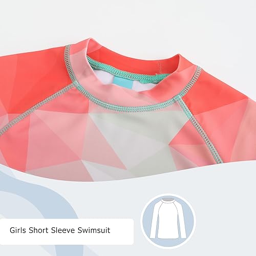 Miniatura 4 de Camiseta de natación de manga larga para niñas de una pieza con protección solar UPF 50+, trajes de baño de 3 a 16 años