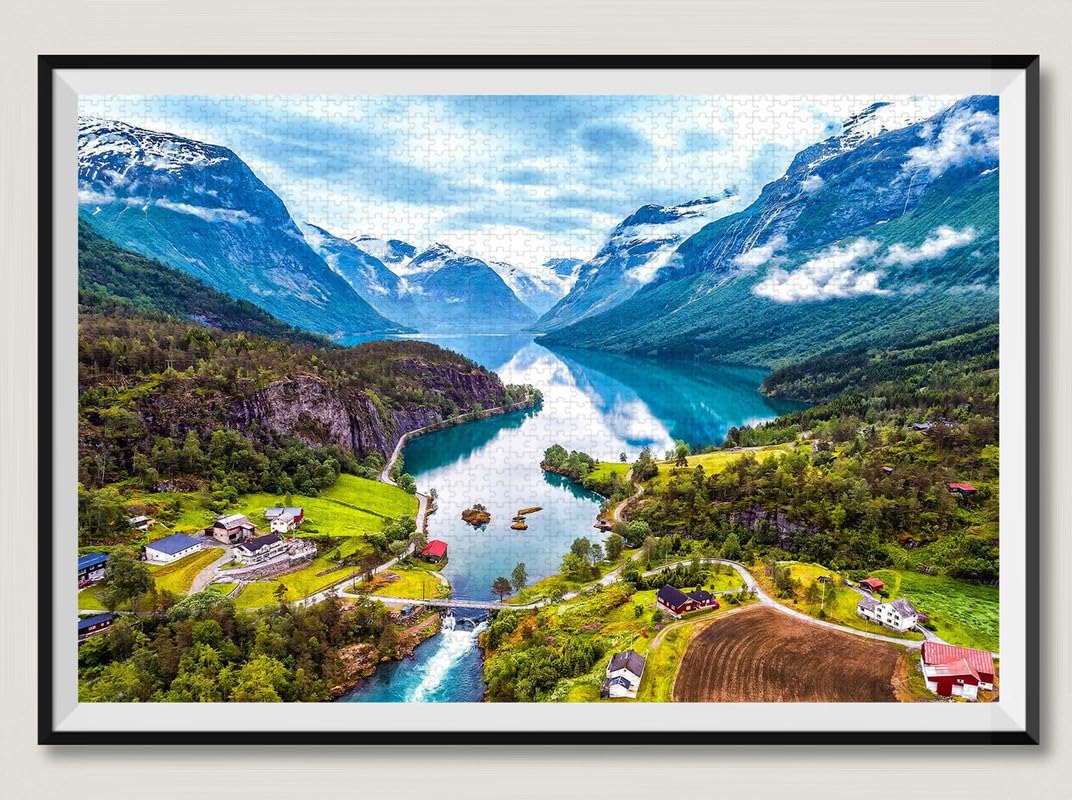 Fiume ai piedi della montagna - Puzzle in legno da 1500 pezzi - adatto per anziani, famiglia e amici