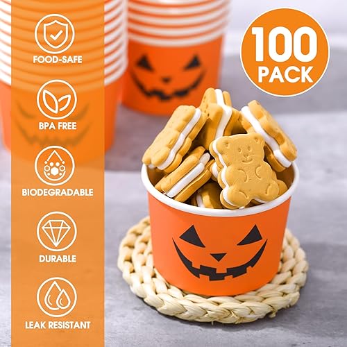 Miniatura 3 de Nuanchu Paquete de 100 vasos de papel tipo bandana roja para helado de 9 onzas, cuencos de postre desechables de vaquero occidental para fiesta