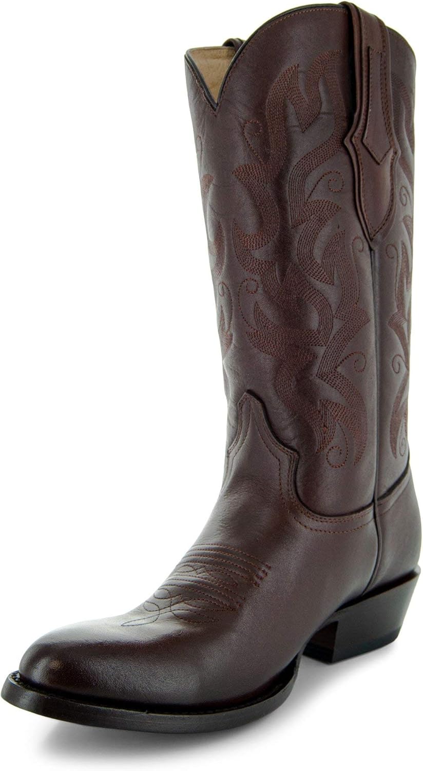 Soto Boots Mens Classic Round Toe Cowboy Boots H7001 (Brown, 10.5)