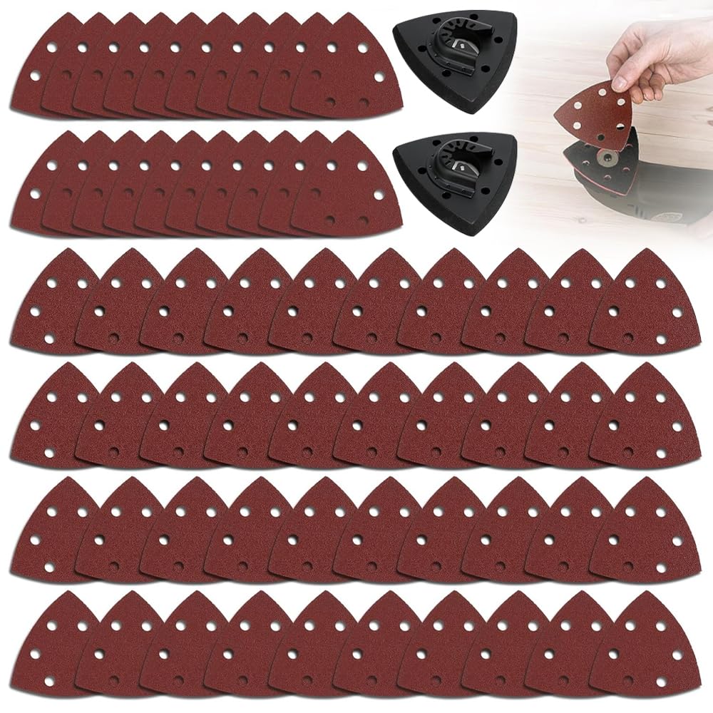 Multi Tool Triangle Sanding Pads, 60PCS Multi Function Triangular Sanding Pad Kit