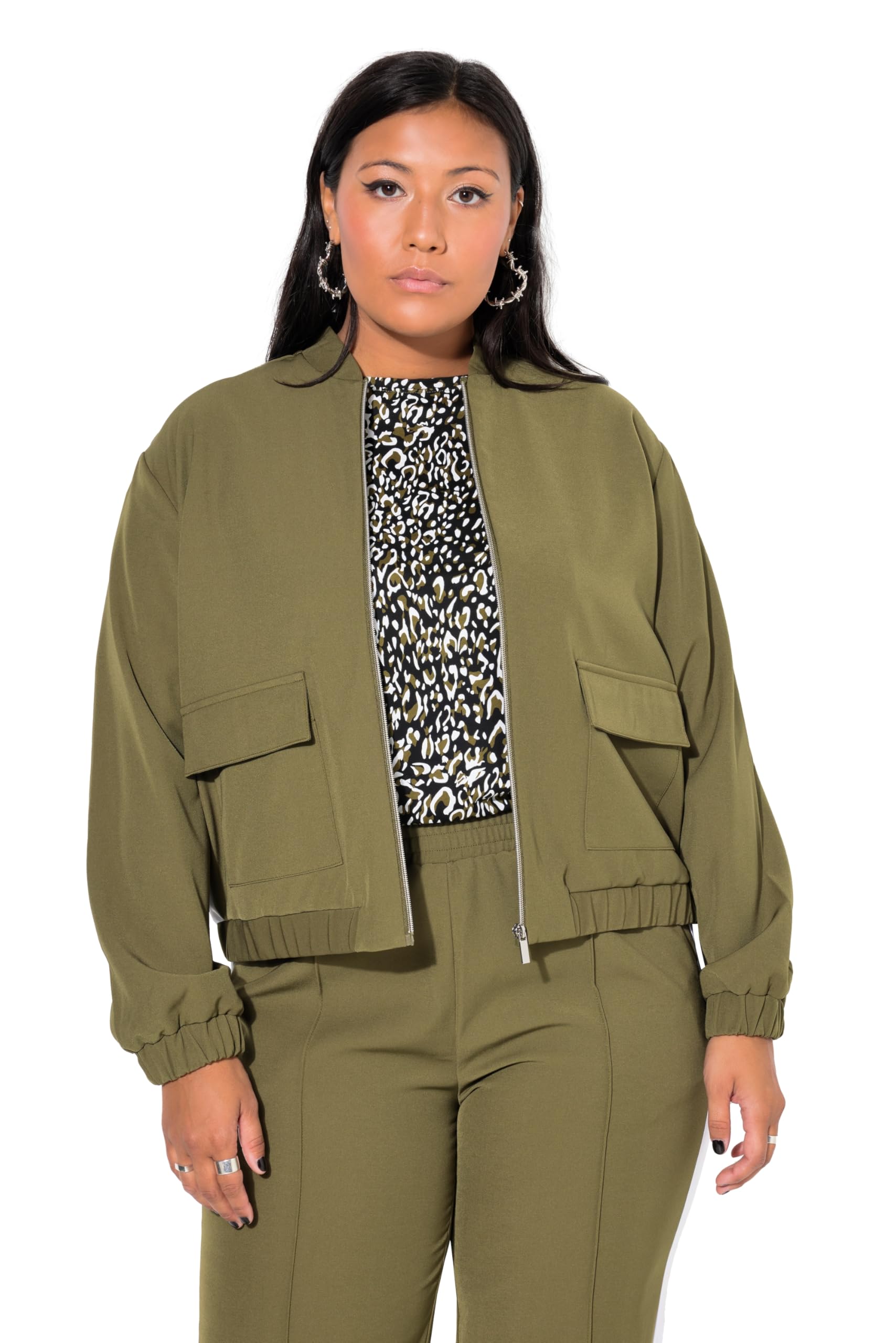 Studio Untold Damen große Größen Übergrößen Plus Size Blouson, Cropped, weiter Langarm, Seiteneinsatz 836254