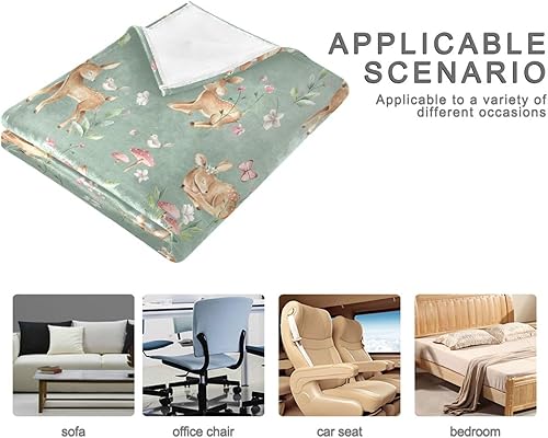 Miniatura 4 de KLL Deer Watercolor Pattern Merry Christmas Flannel Fleece Blanket Flannel Lightweight Winter Flannel Blanket 50x60 Inches for Bed Camping